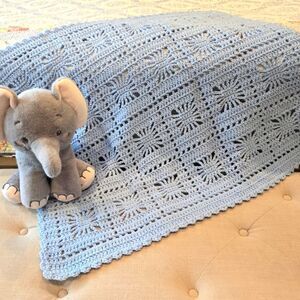 NEW BABY BLUE WELCOME HOME BABY BLANKET 33 X 28 INCHES